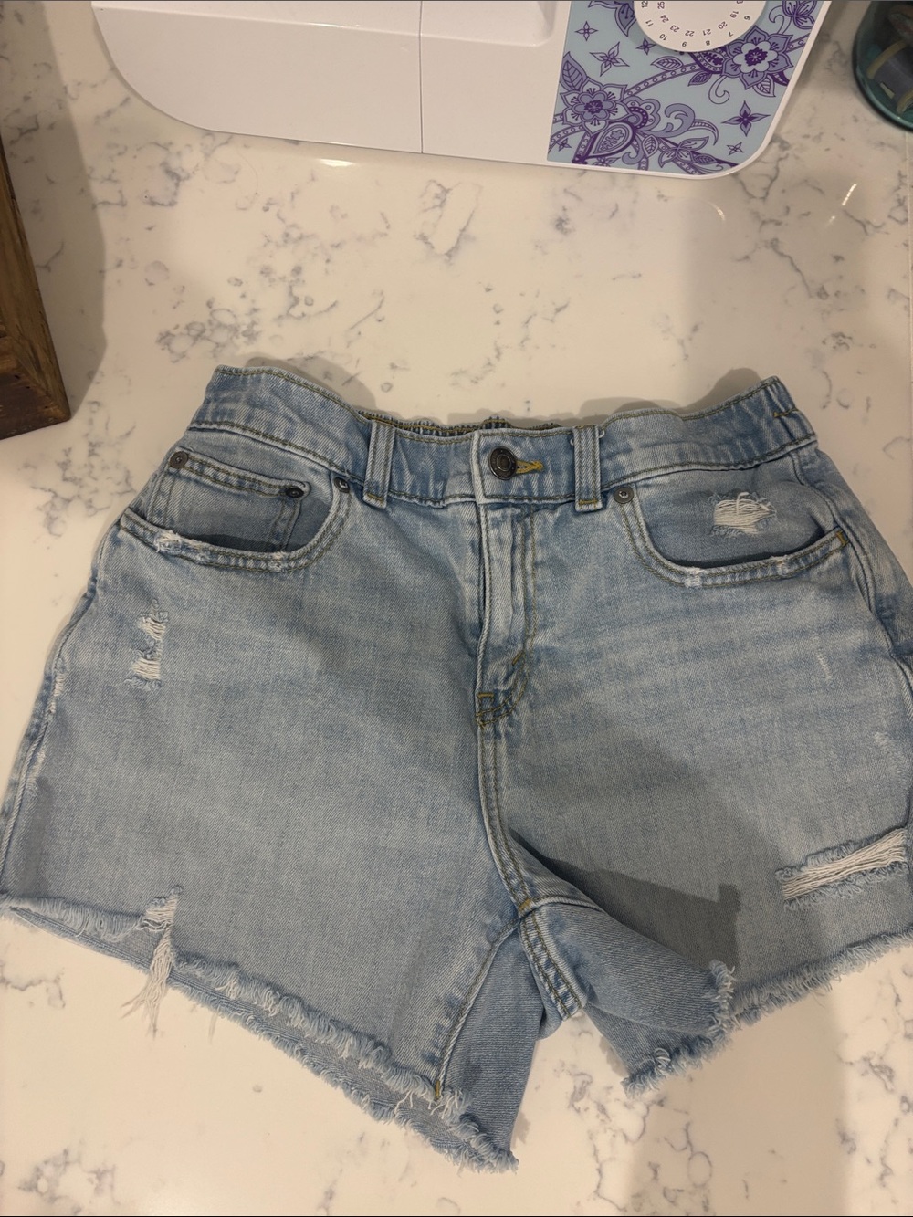 aerie Daydream Light Blue Distressed Denim Shorts Sz. Small